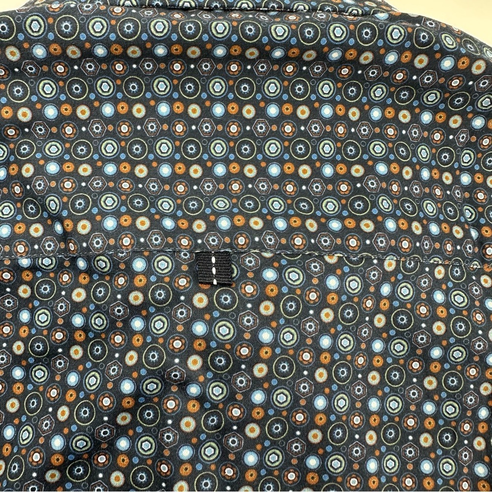 NWT 7 Downie St London Blue Print Button Up Shirt Mens Large Fitted Long Sleeve - Picture 10 of 10